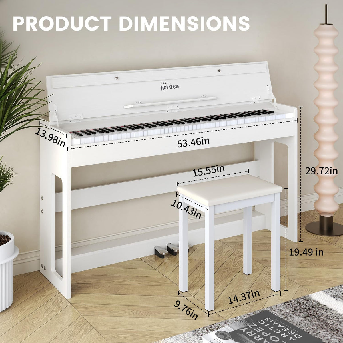 88-Key Weighted Hammer Action Piano Keyboard with Bench R36416