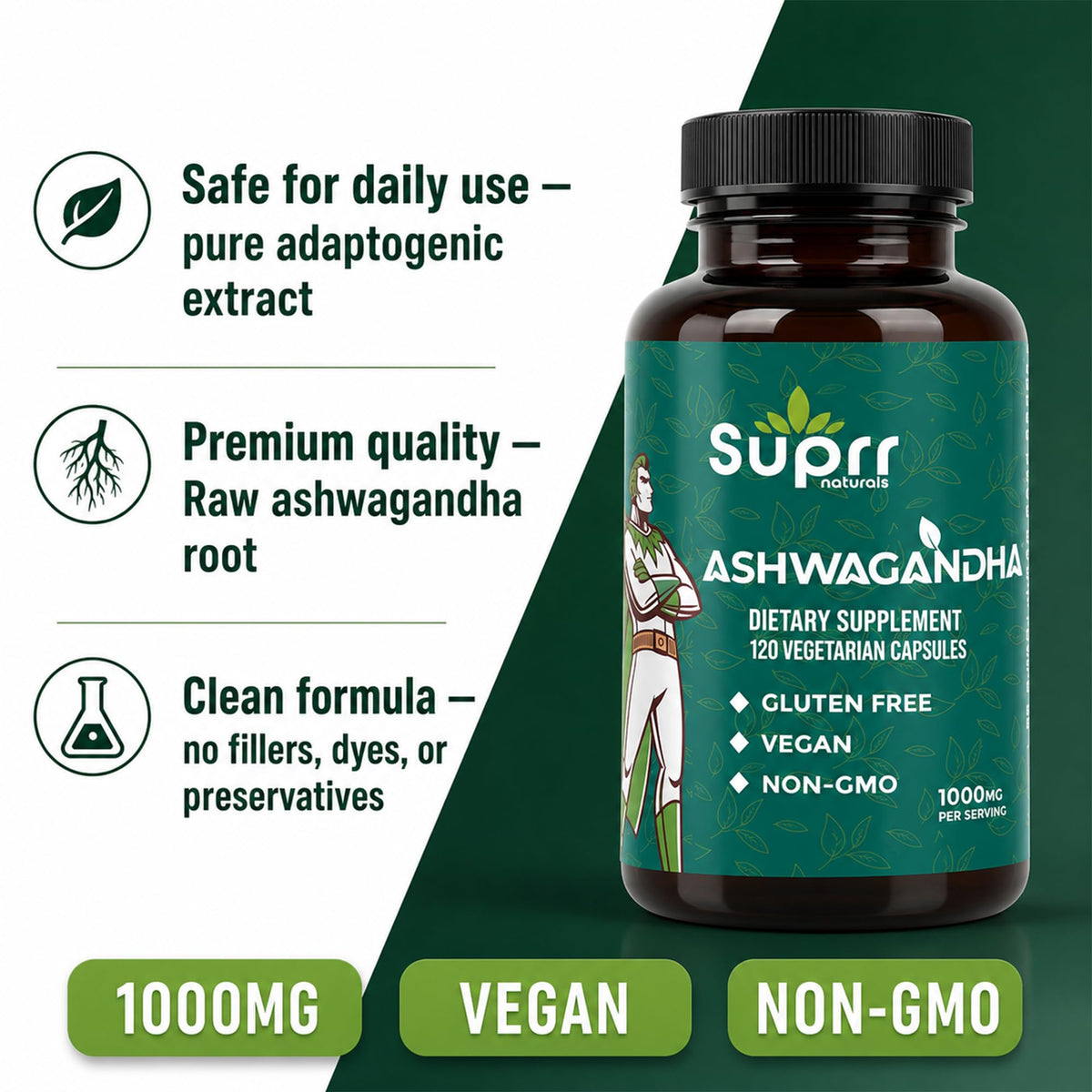 Ashwagandha 1000mg Supplement 120 Capsules P152