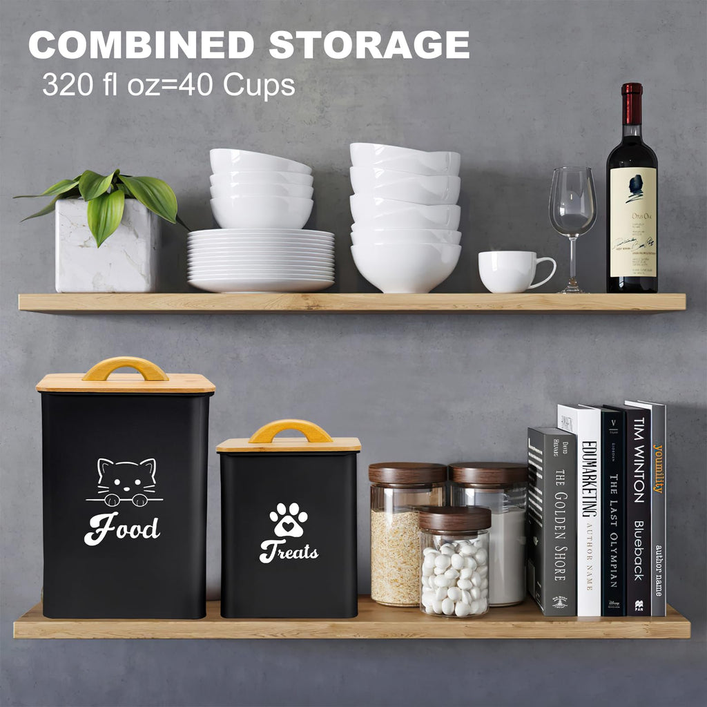 Black Airtight Cat Food Storage Container with Scoop T766330
