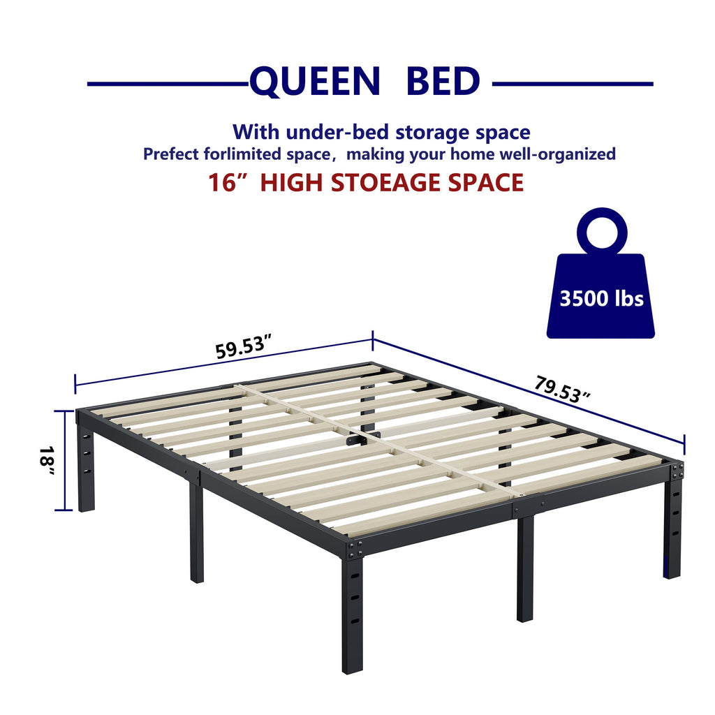 Queen Size 18 Inches Tall Metal Platform Bed Frame K379