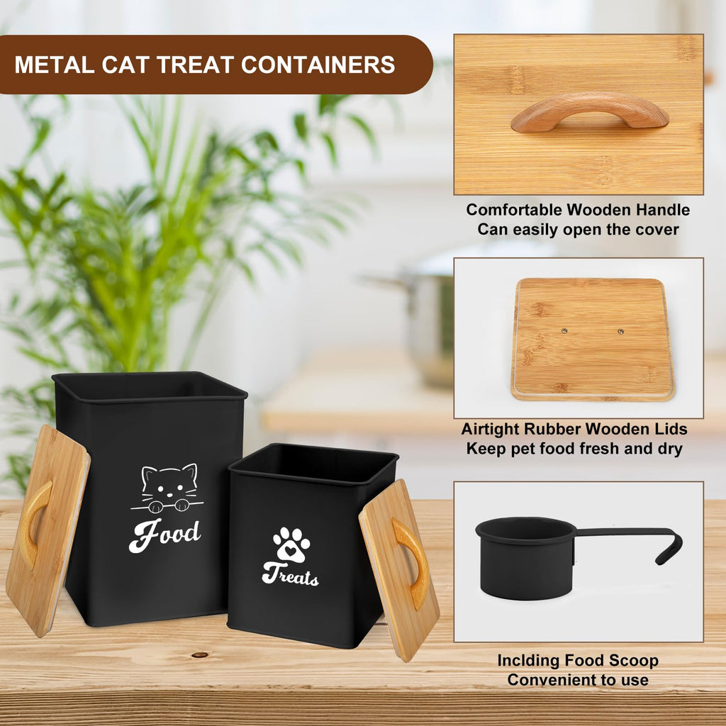 Black Airtight Cat Food Storage Container with Scoop T766330