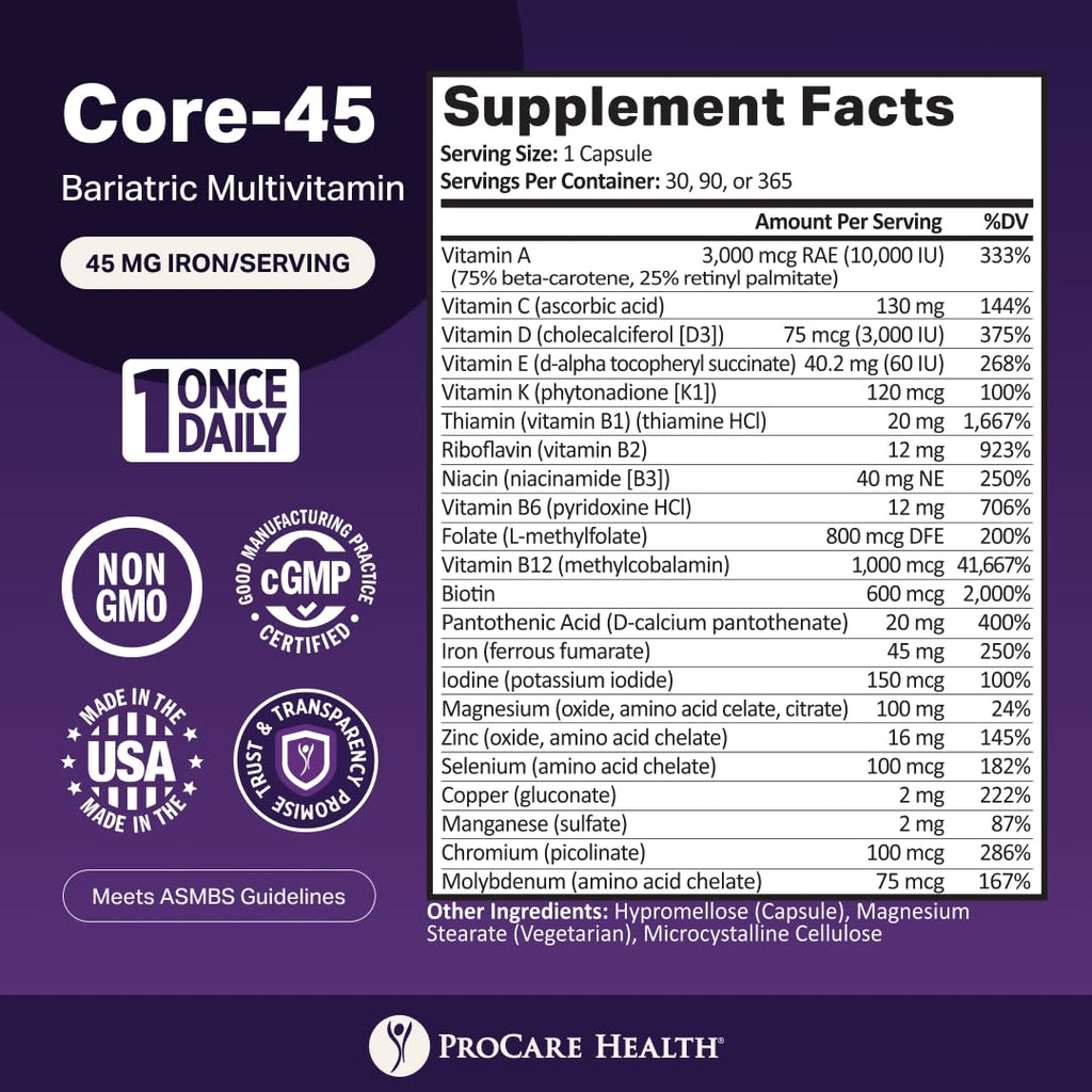 Bariatric Multivitamin 45mg Iron Capsule 30ct B3331