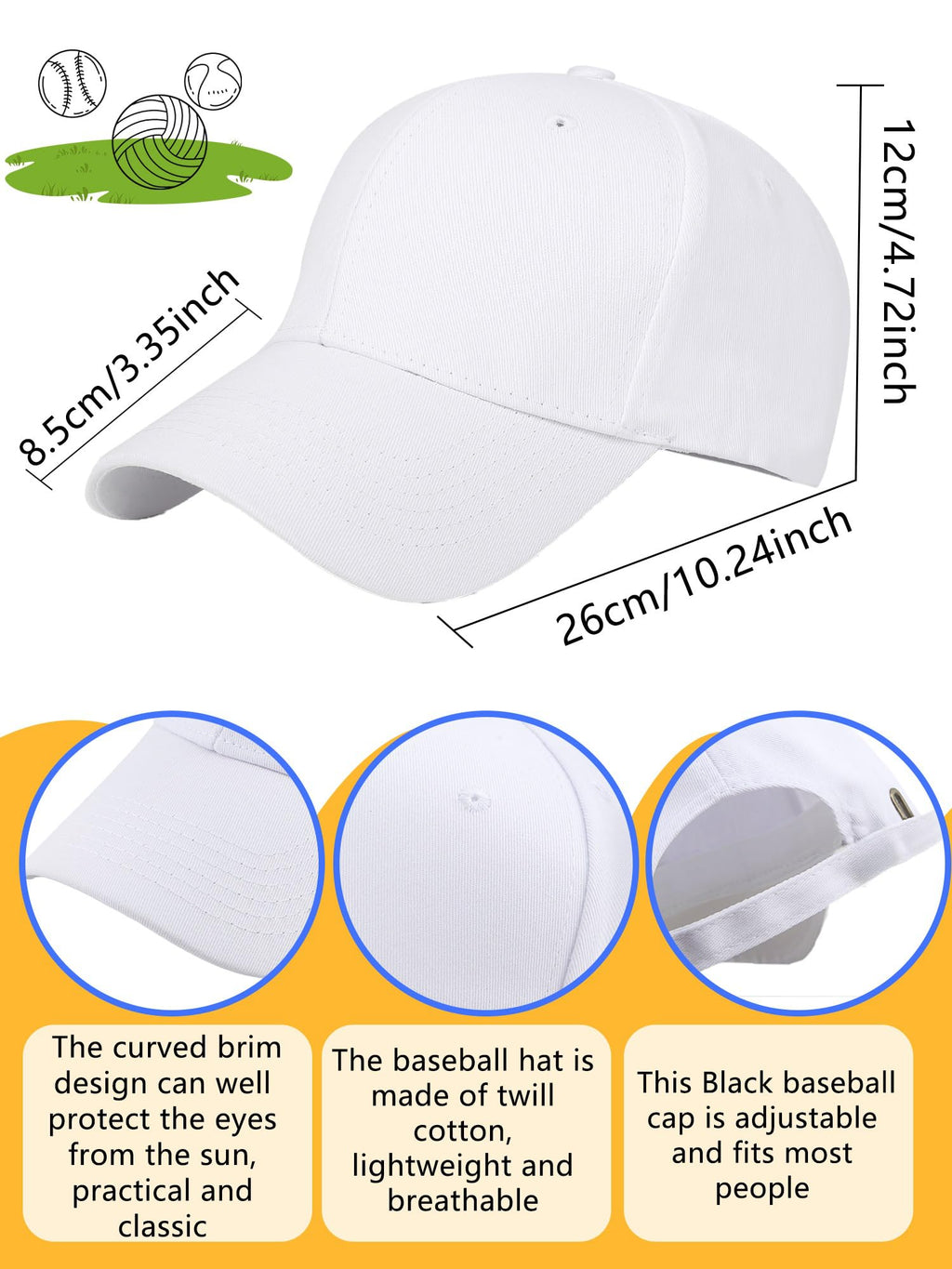 Cotton White Baseball Cap X1653