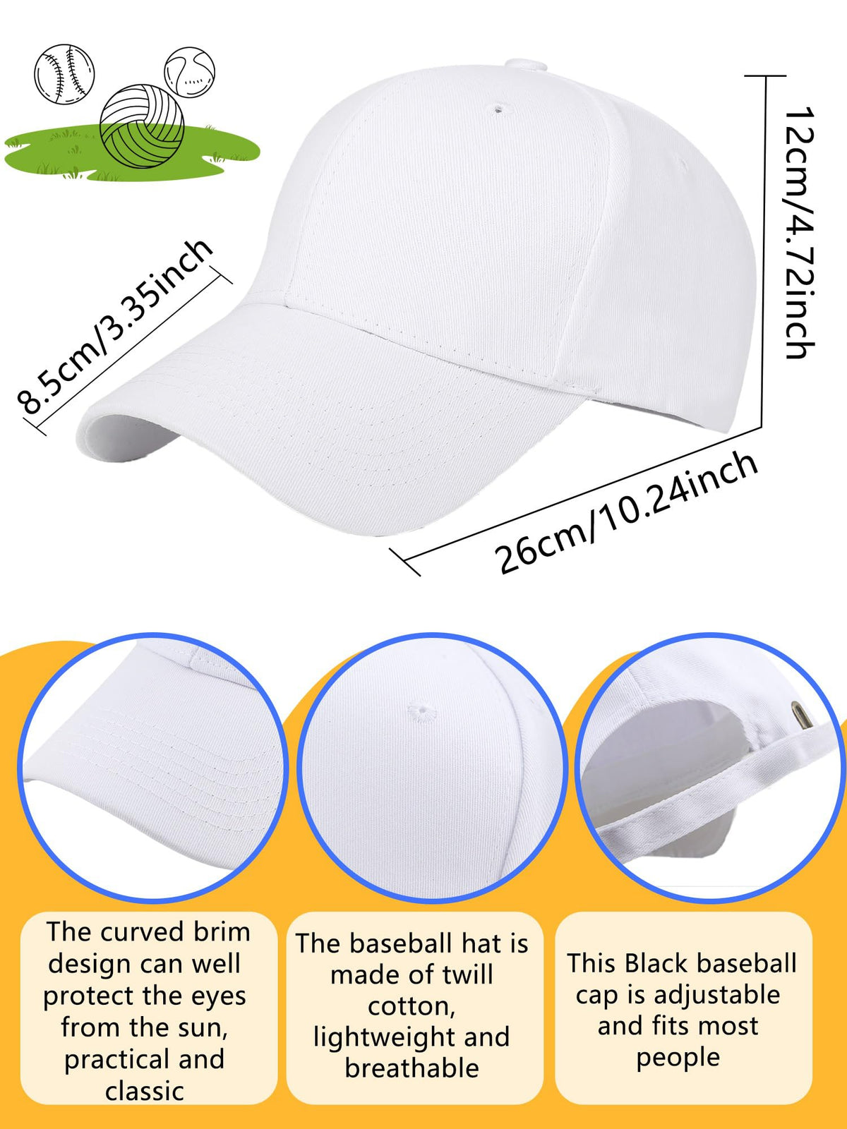 Cotton White Baseball Cap X1653