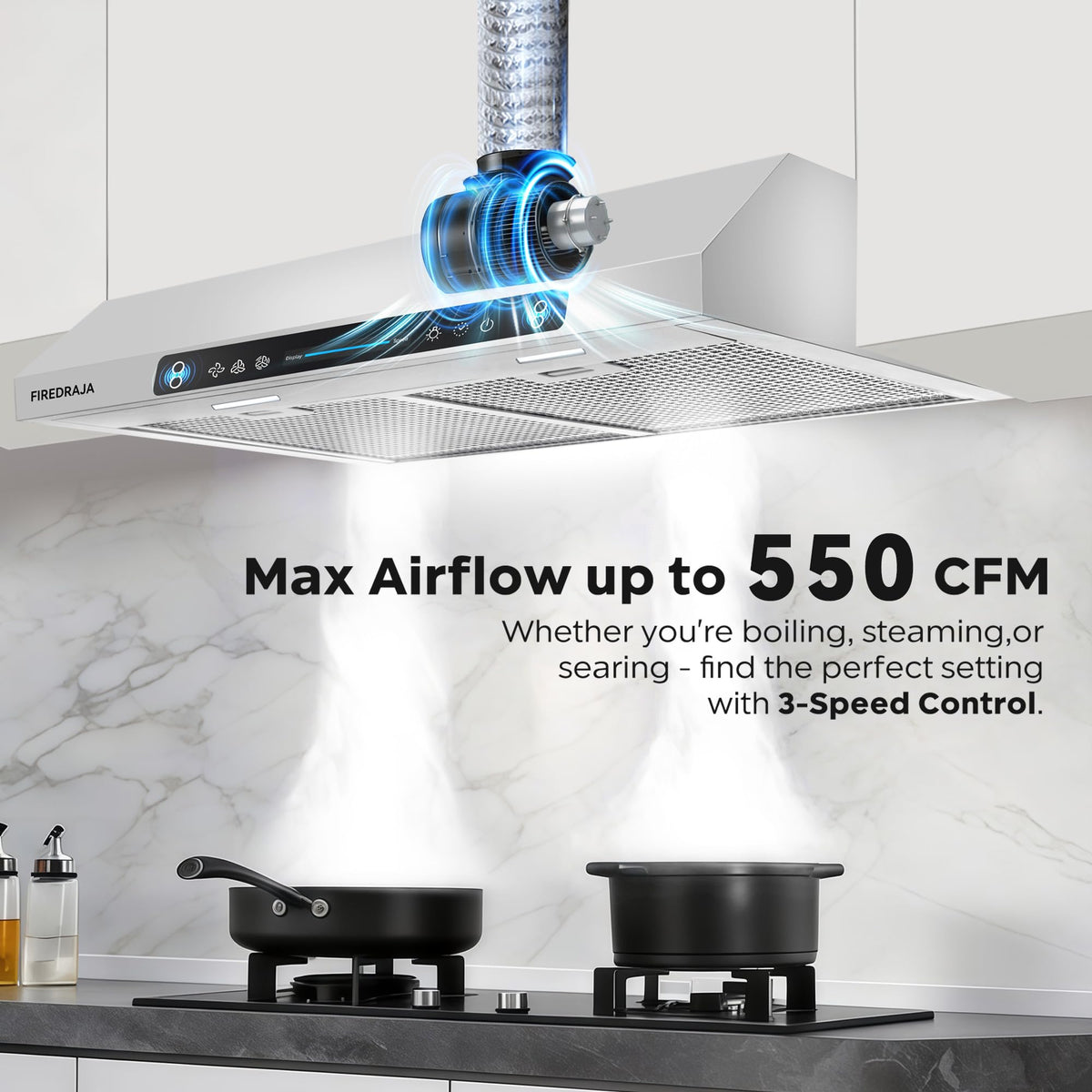 30 Inch 550 CFM Stainless Steel Under Cabinet Range Hood F526