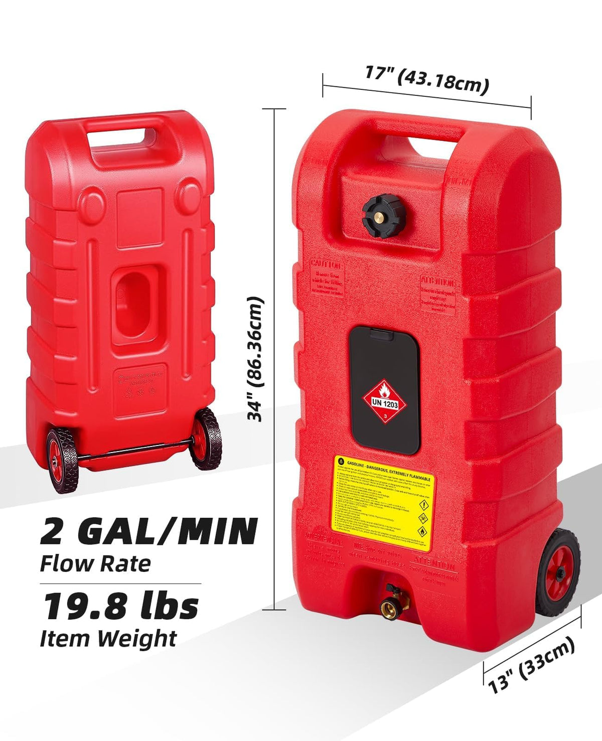 15 Gallon HDPE Portable Fuel Tank Caddy with Wheels P80719