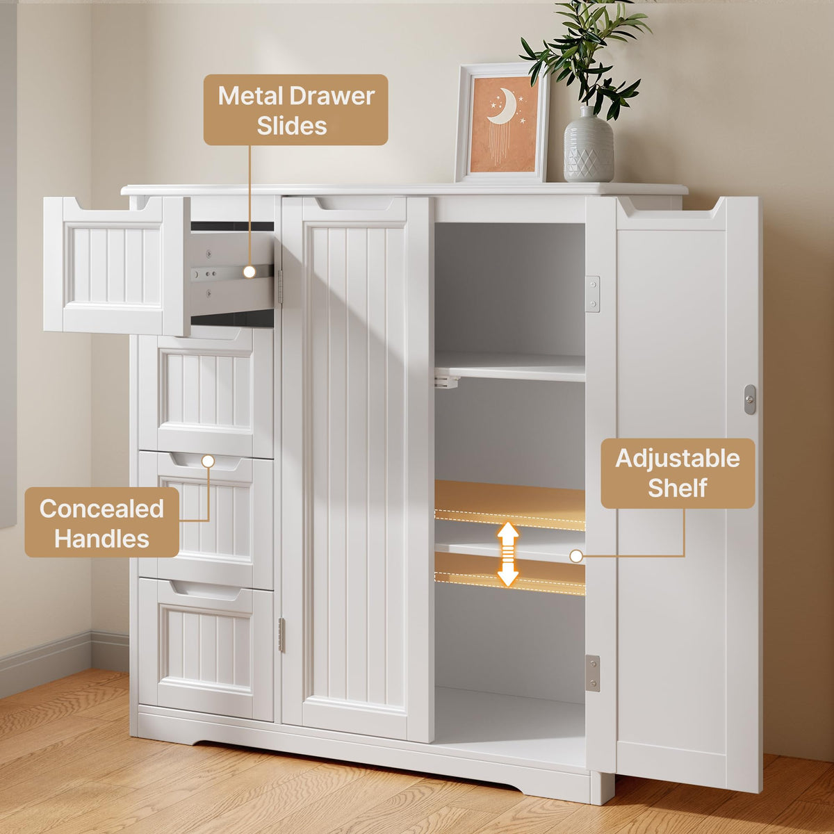Storage Cabinet with 4 Drawers & 2 Doors S66626