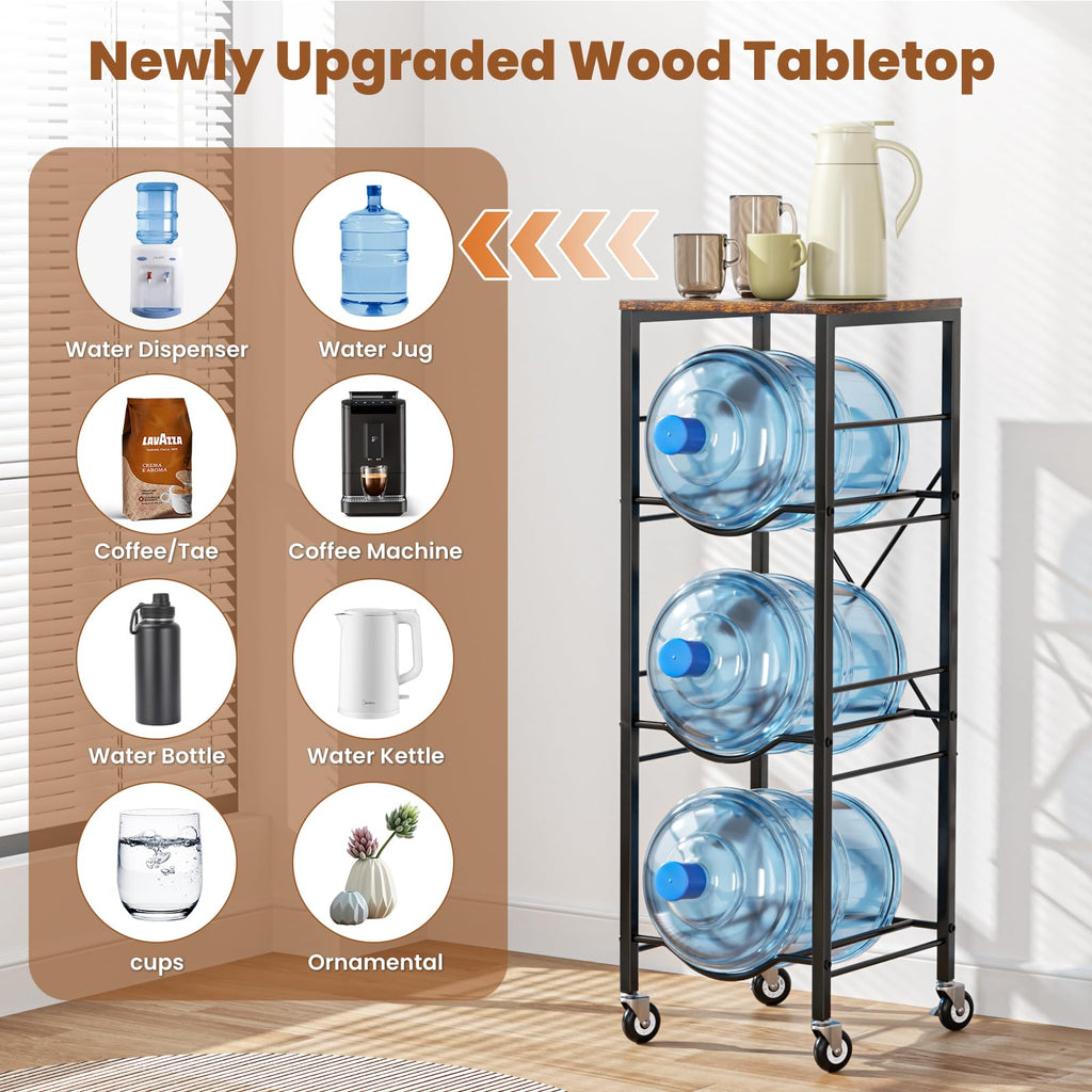 5 Gallon Water Jug Holder with Storage Shelves 3 Tier R8008