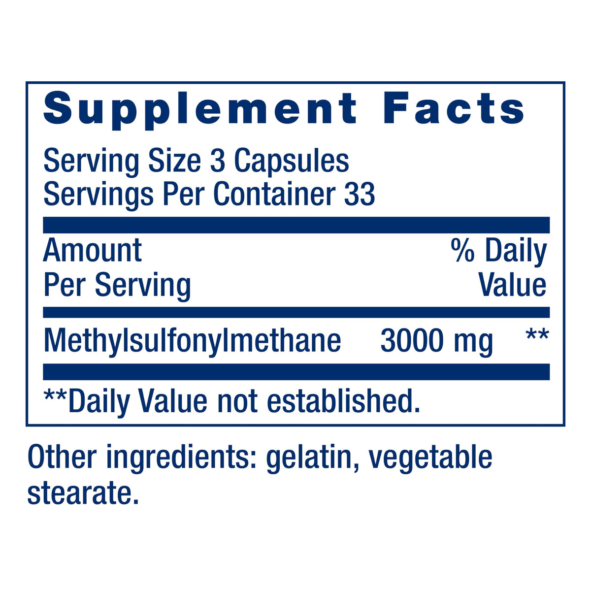 MSM 1000 mg 100 Capsules L187063