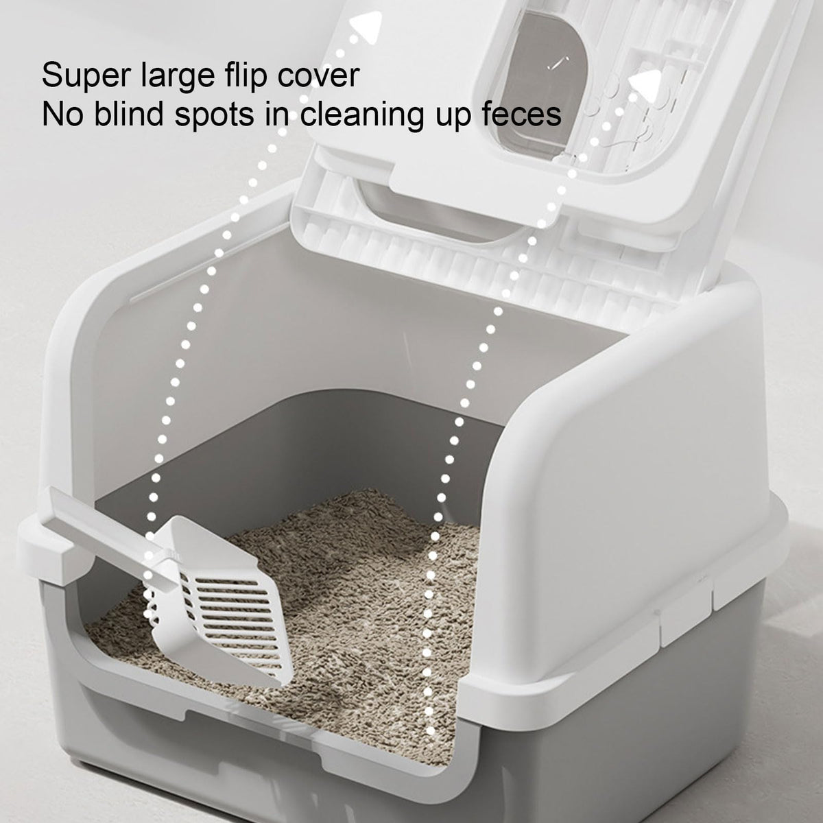 Enclosed Cat Litter Box with Lid Scoop J5143
