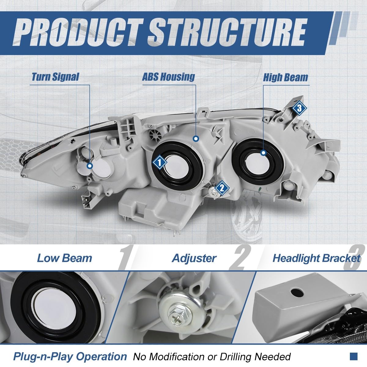 Black Projector Headlights Assembly A22320