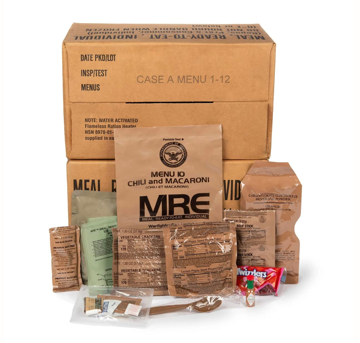 MRE Meals with Flameless Heater, Variety Pack of 24 Q7269