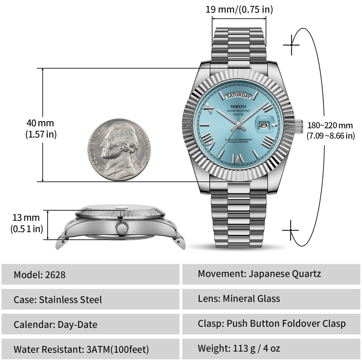 Men's Analog Quartz Watch Rose Gold Stainless Steel H7974