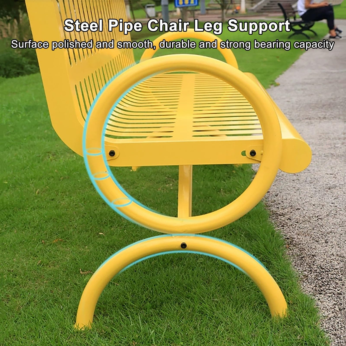 Weatherproof Metal Patio Bench with Backrest & Armrests E170349