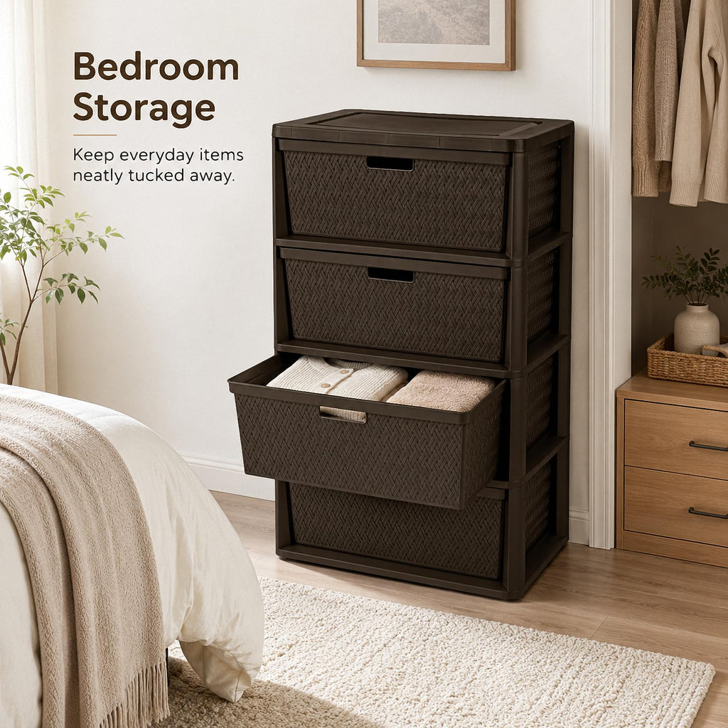 Brown 4 Drawer Plastic Storage Organizer X787