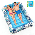 75"x64" XXL Inflatable Tanning Pool Lounger Float with Pillow Blue I847