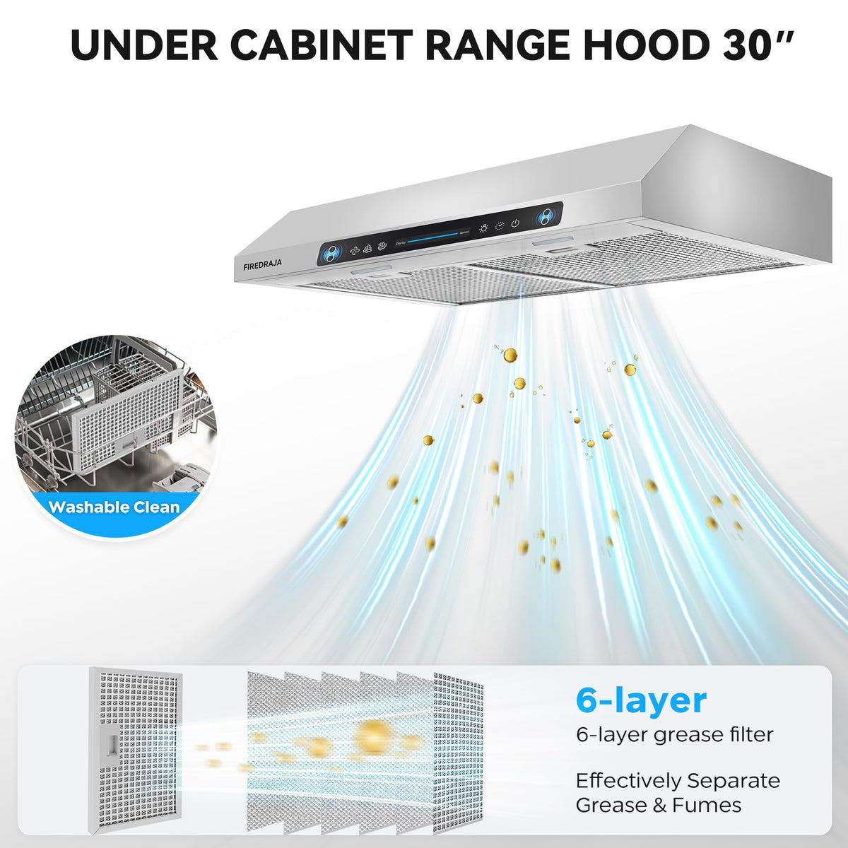 30 Inch 550 CFM Stainless Steel Under Cabinet Range Hood F526