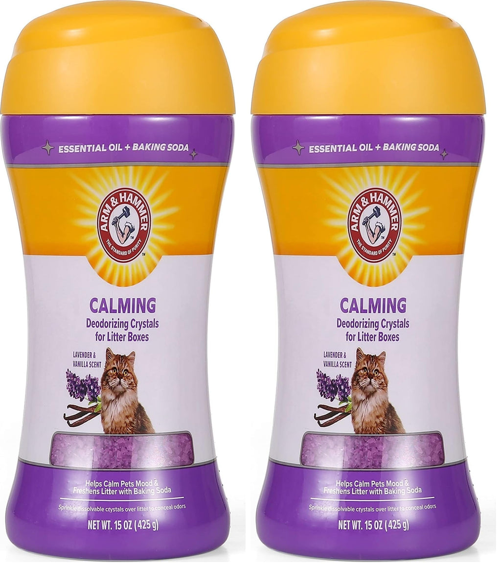 Cat Litter Deodorizing Crystals with Baking Soda, Lavender and Vanilla Scent, 15 Oz - 2 Pack D43213