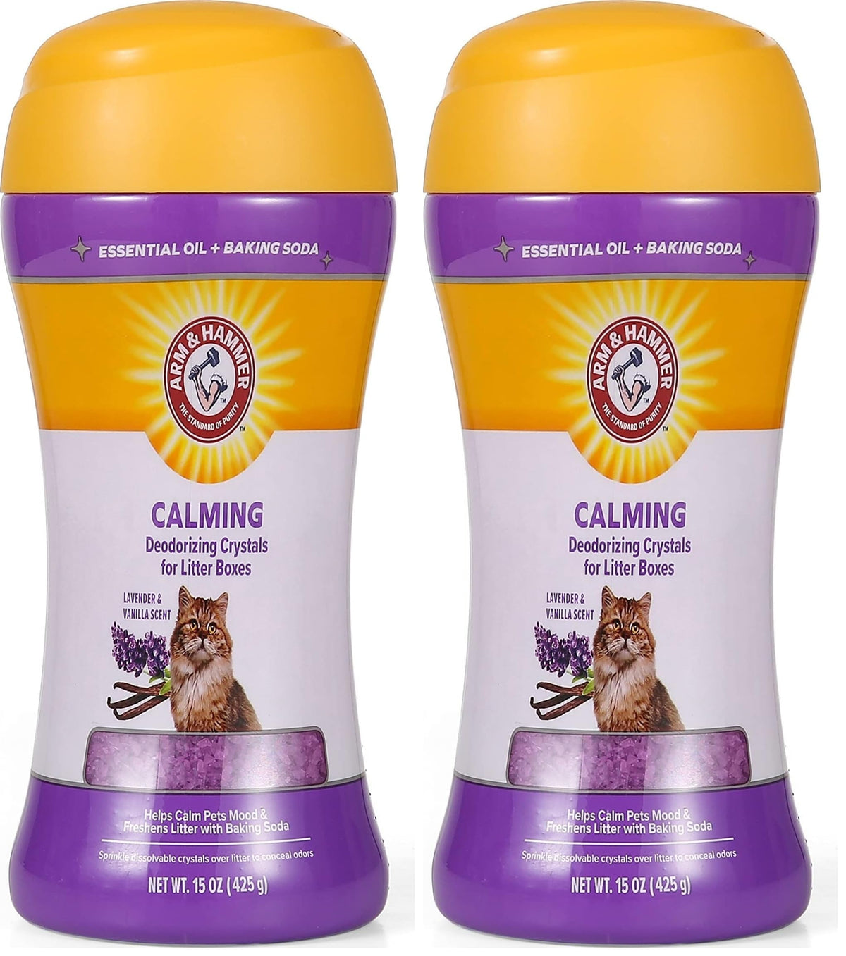 Cat Litter Deodorizing Crystals with Baking Soda, Lavender and Vanilla Scent, 15 Oz - 2 Pack D43213