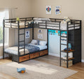 Black Twin Over Twin Triple Bunk Bed with 9 Storage Drawers U285369