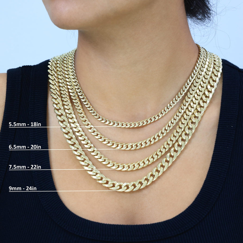 10K Yellow Gold Cuban Link Chain Necklace R691738