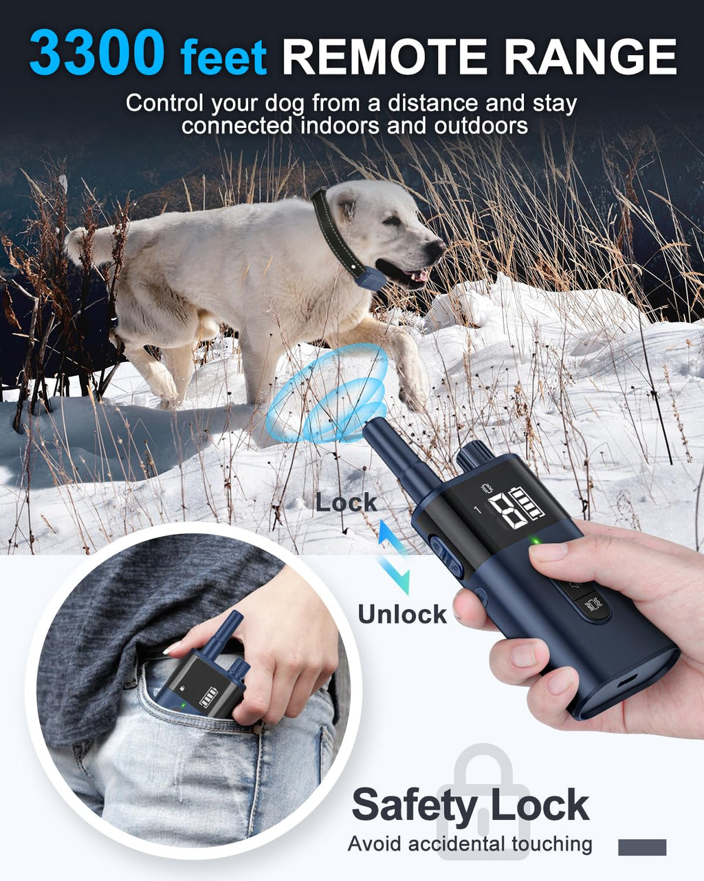 No Shock Dog Training Collar with Remote Waterproof Rechargeable Z3344