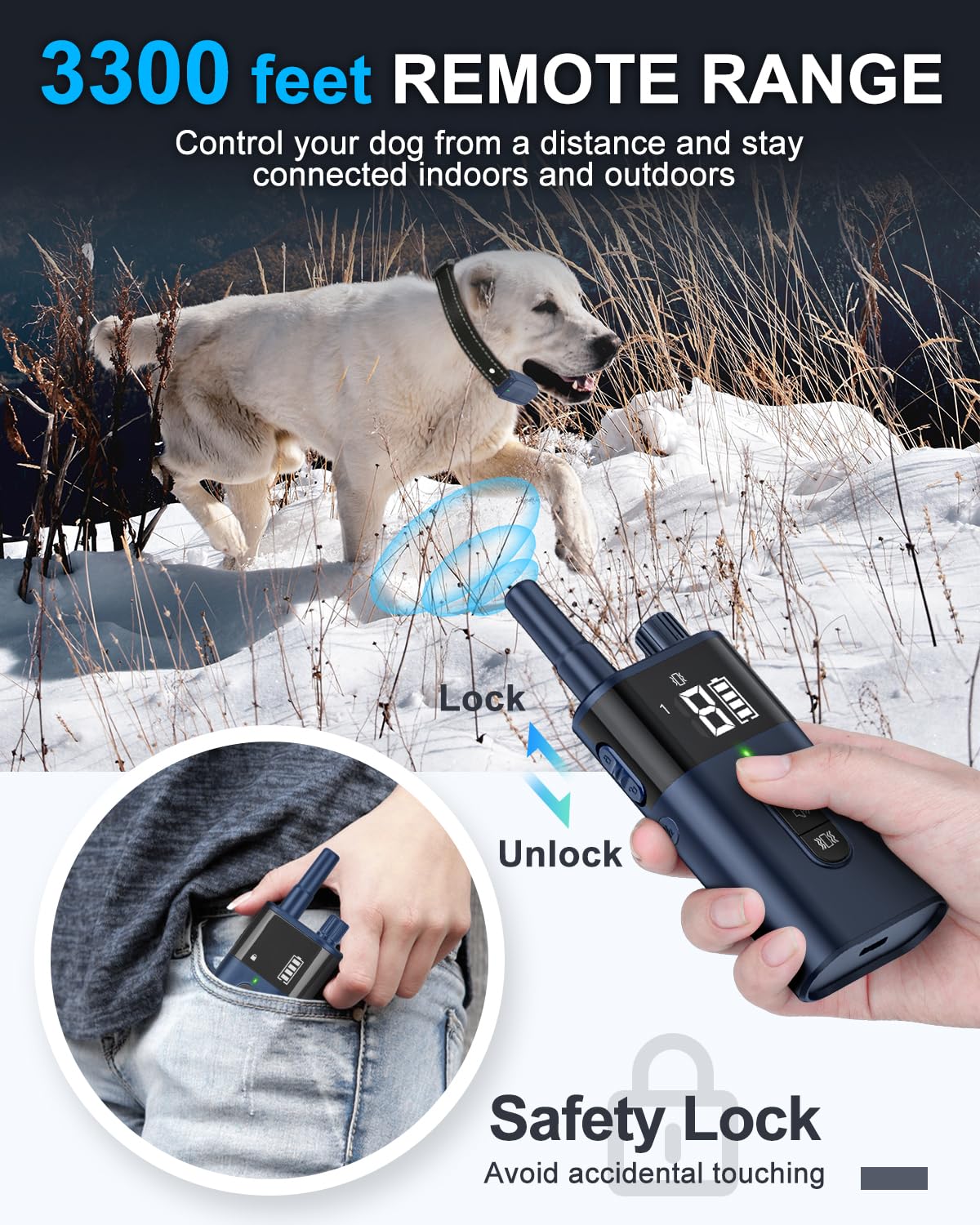 No Shock Dog Training Collar with Remote Waterproof Rechargeable Z3344