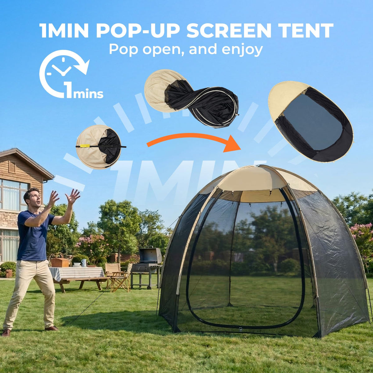 10 x 10 FT Pop Up Mesh Screen House Tent O5541