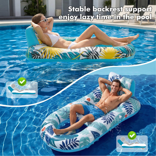 2 Pack Adult Pool Float Lounger with Cup Holders J498154