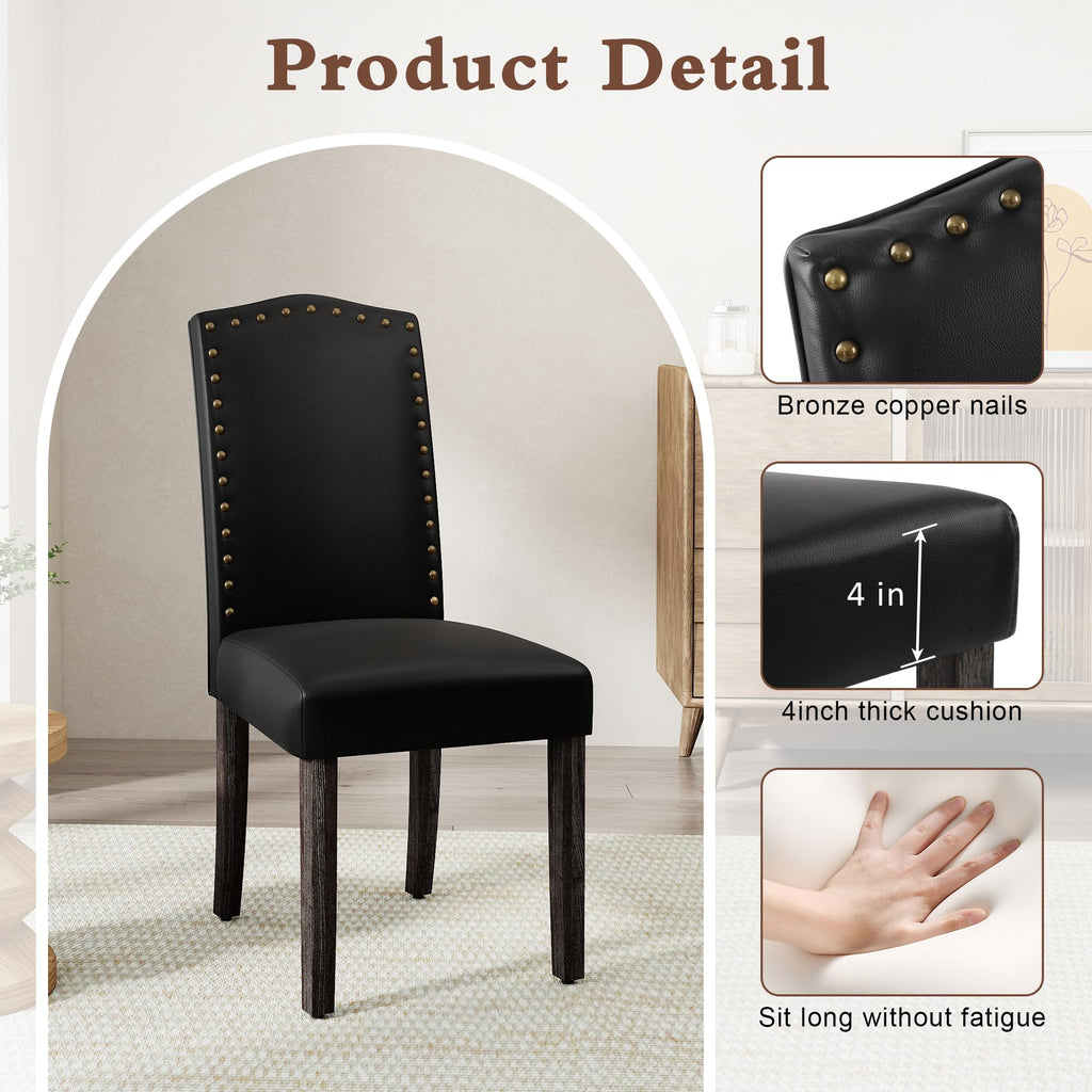 Black PU Leather Dining Chairs Set of 6 F107983