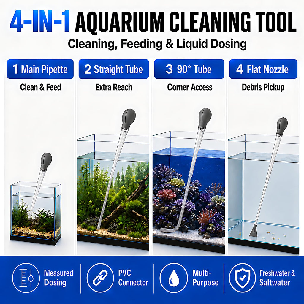 Aquarium Turkey Baster 4-in-1 Spot Cleaner and Coral Feeder 21.6 in K46410