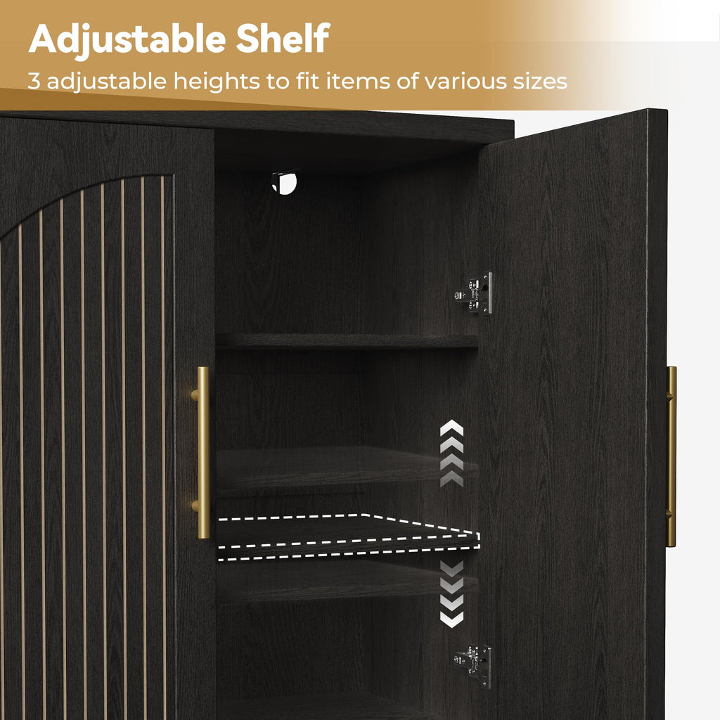 63" Black Wood Buffet Cabinet with Storage M22663