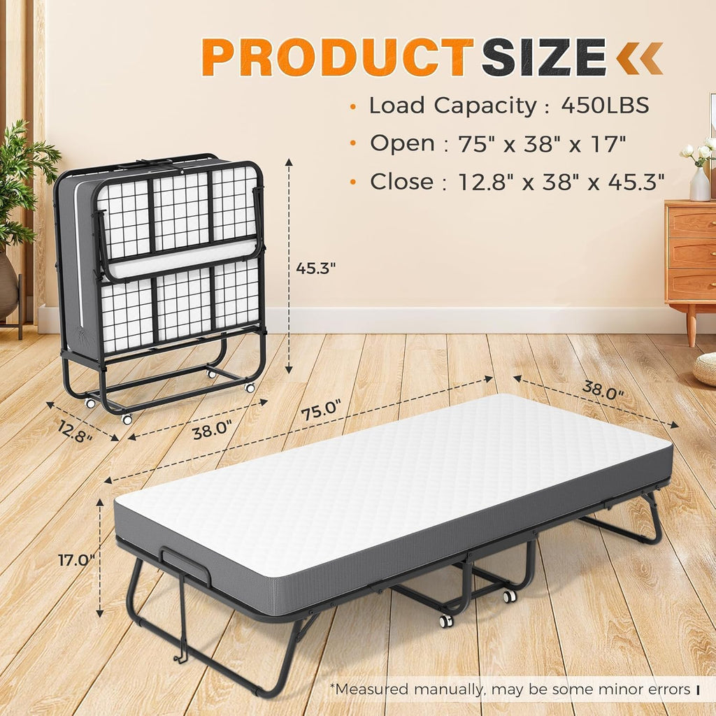 75” x 38” Folding Bed with 5" Memory Foam Mattress M506518