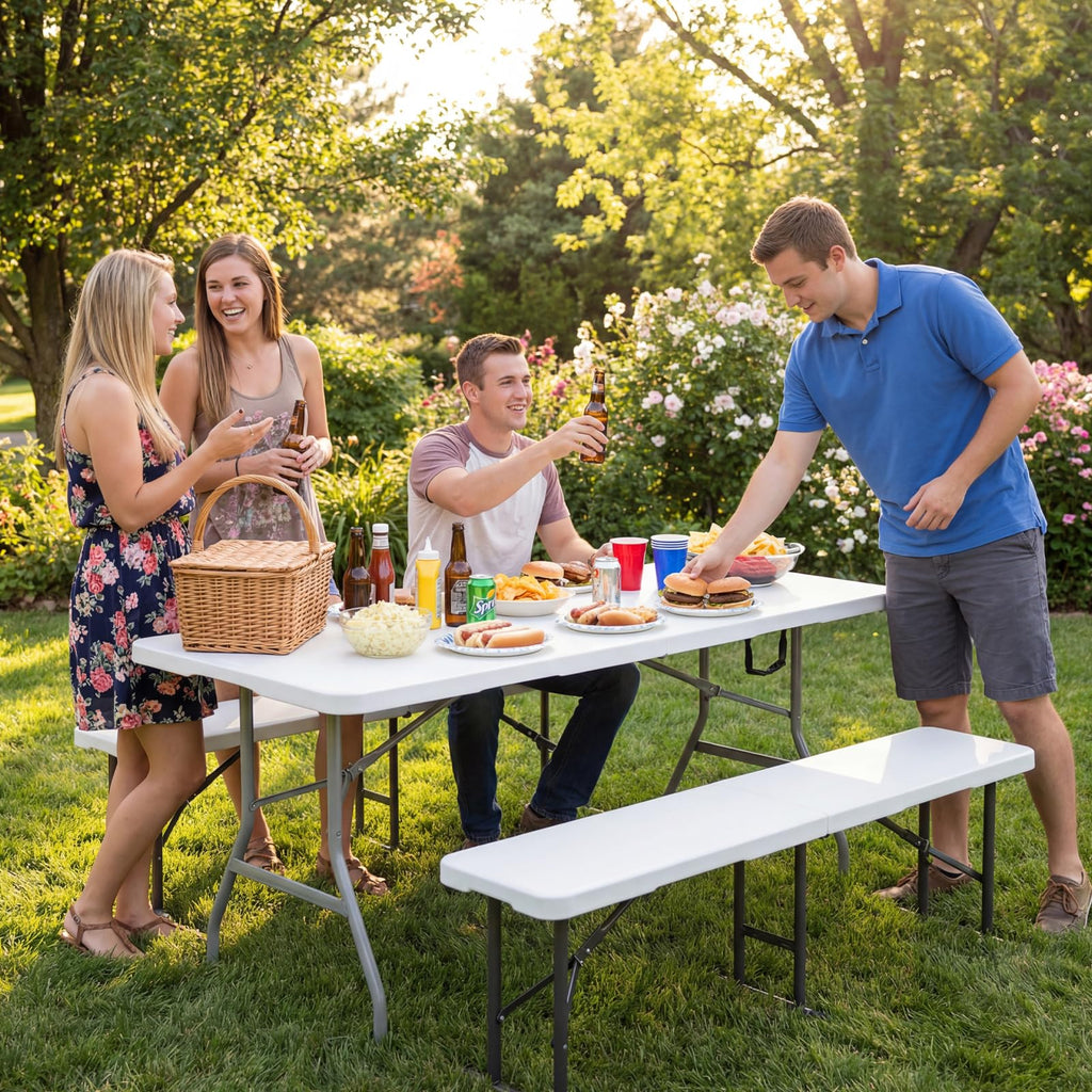 White 6ft Heavy Duty Folding Table W722