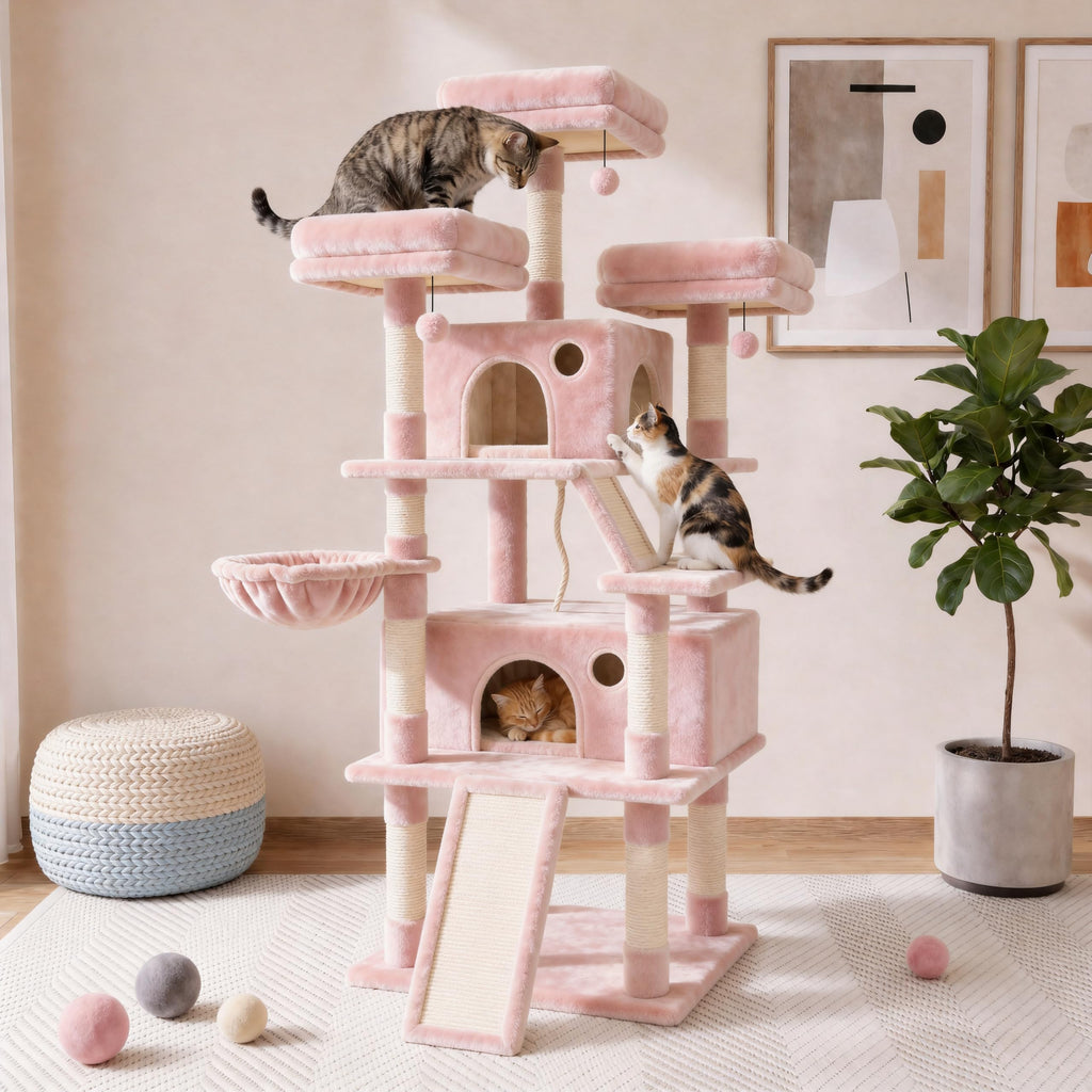 70 Inch Tall Multi-Level Cat Tree Tower with Scratching Posts, Hammock & Perches J3310