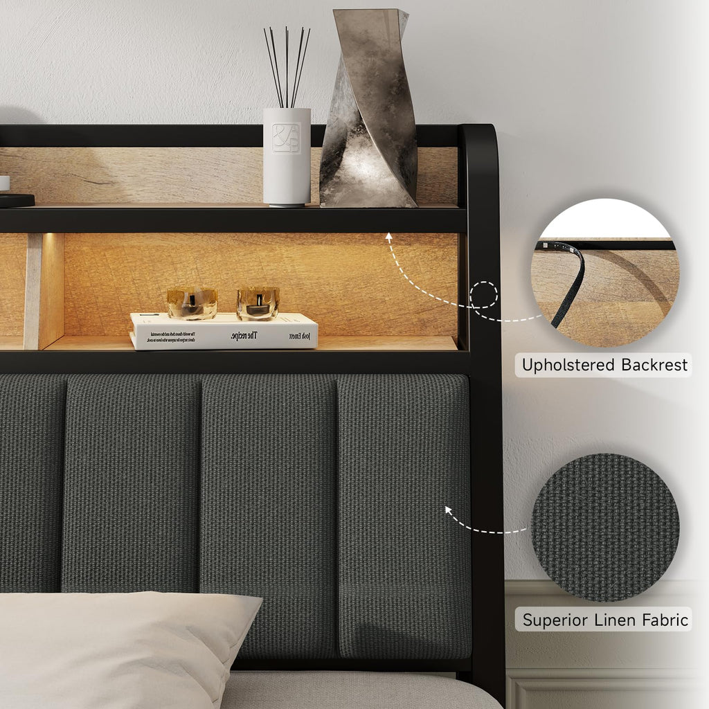King Headboard with Storage and Charging Station V869