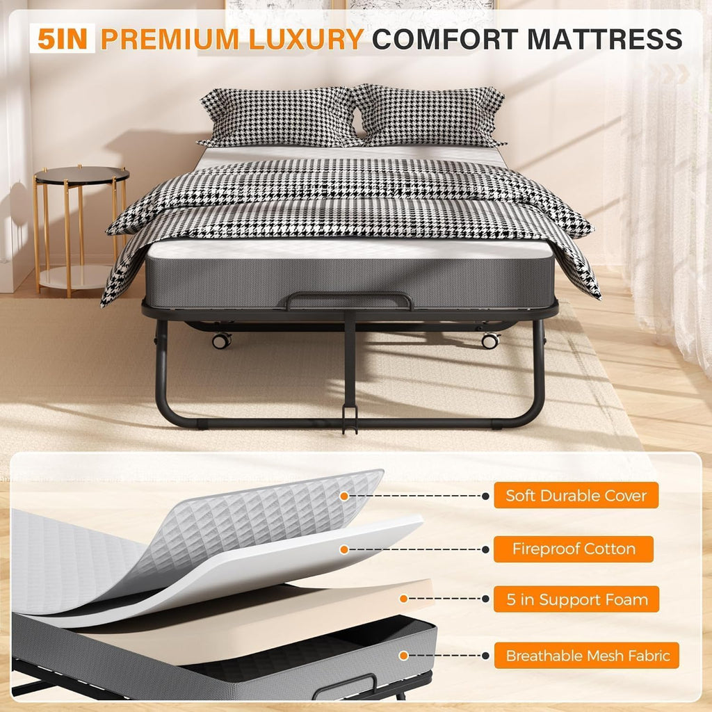 75” x 38” Folding Bed with 5" Memory Foam Mattress M506518