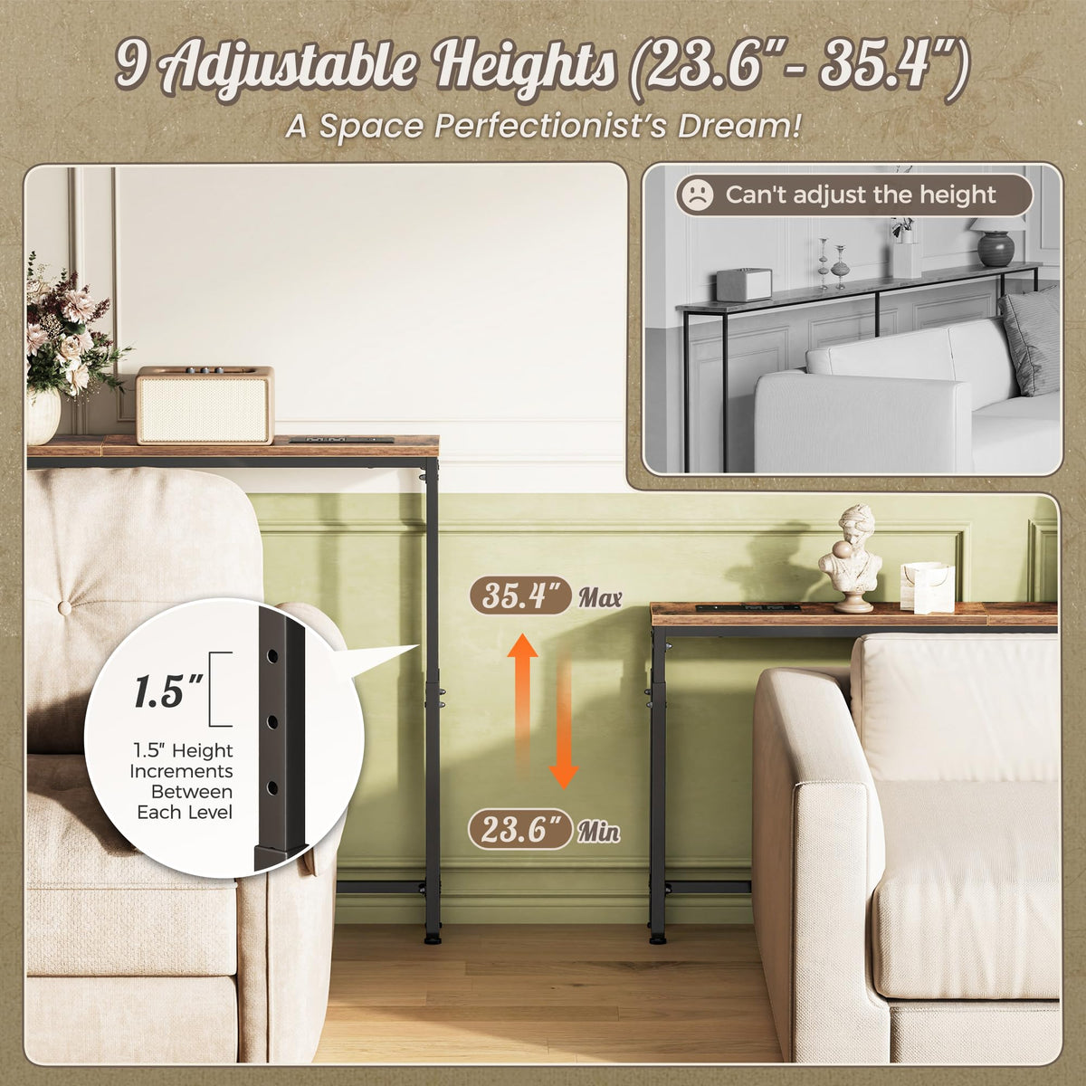 Narrow Console Table with Power Outlets & USB-C T273
