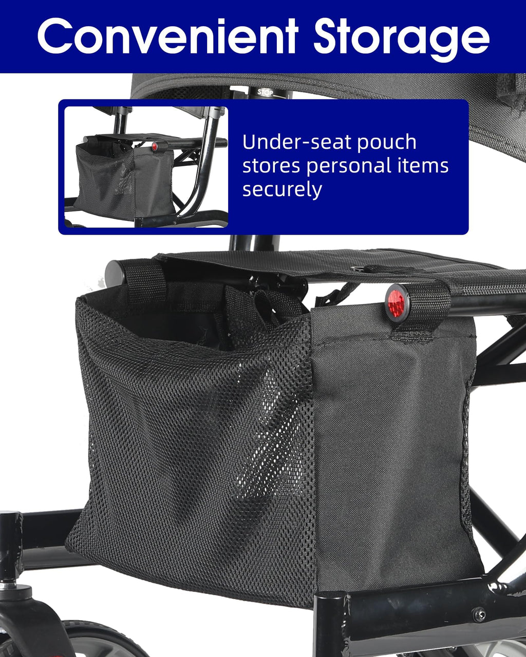 Foldable Rollator Walker with Seat, 19 lbs Lightweight, 10-Inch Wheels N92867