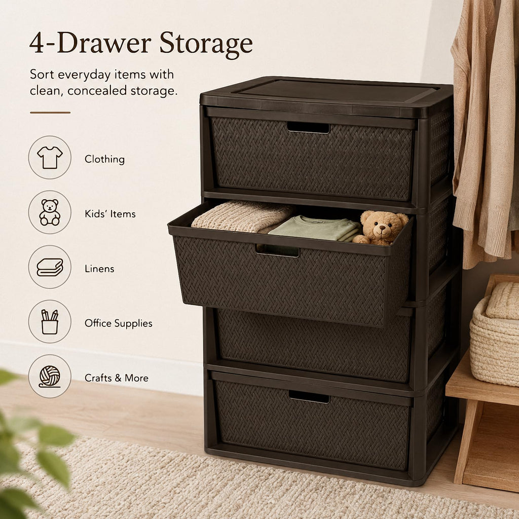 Brown 4 Drawer Plastic Storage Organizer X787