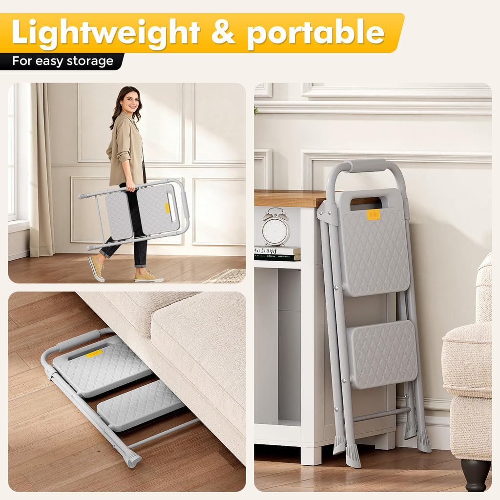 2 Step Folding Steel Ladder with Handrails W5707