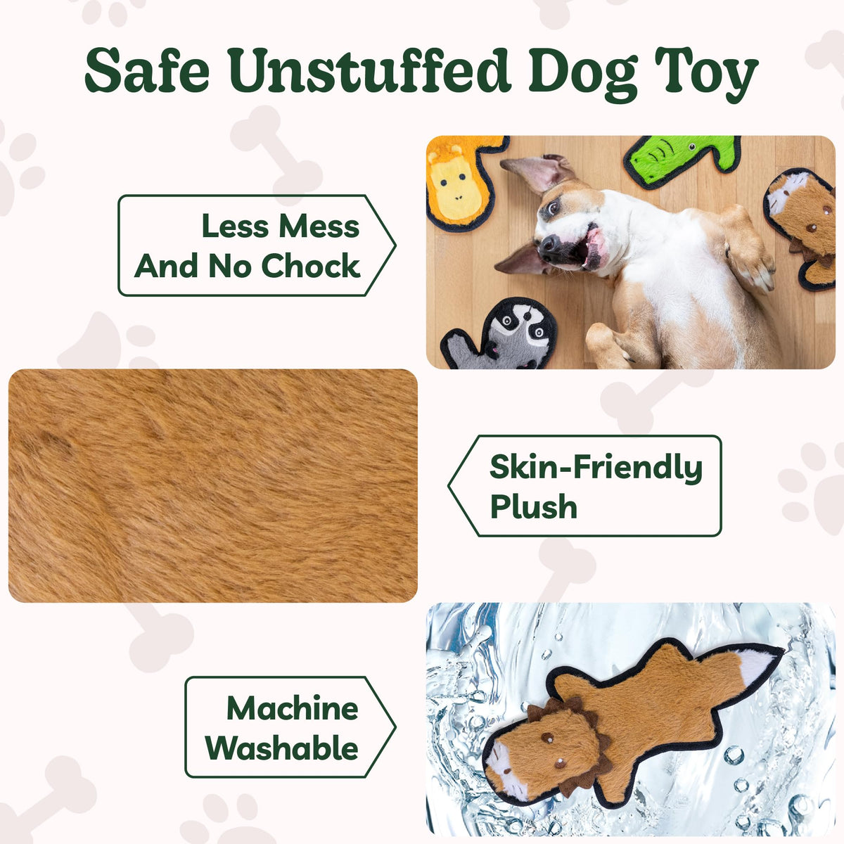Crinkle Squeaky Plush Dog Toys 5 Pack E2981