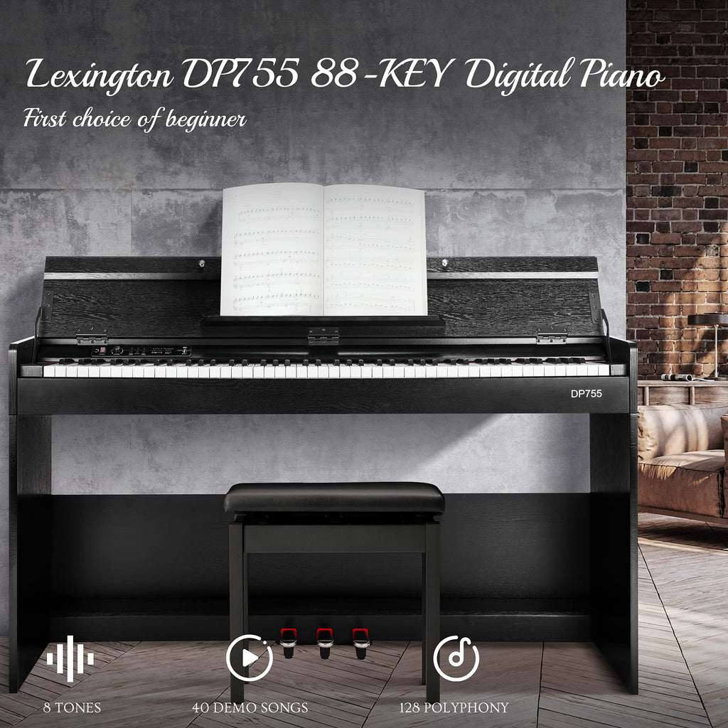 88 Keys Weighted Hammer Action Digital Piano with Stand, Pedals and Black J8653