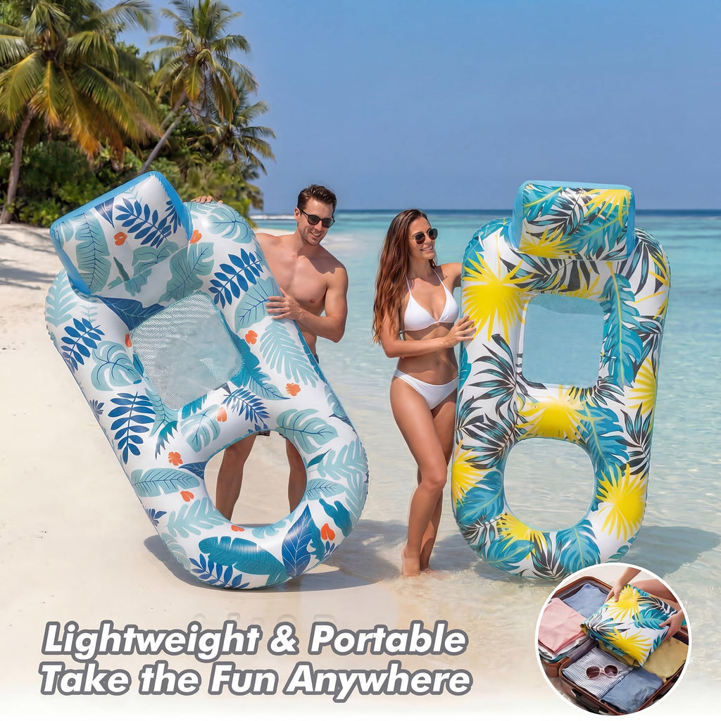 2 Pack Adult Pool Float Lounger with Cup Holders J498154