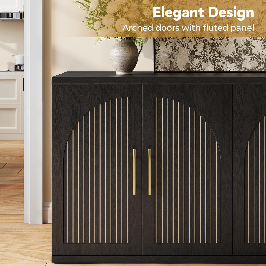 63" Black Wood Buffet Cabinet with Storage M22663