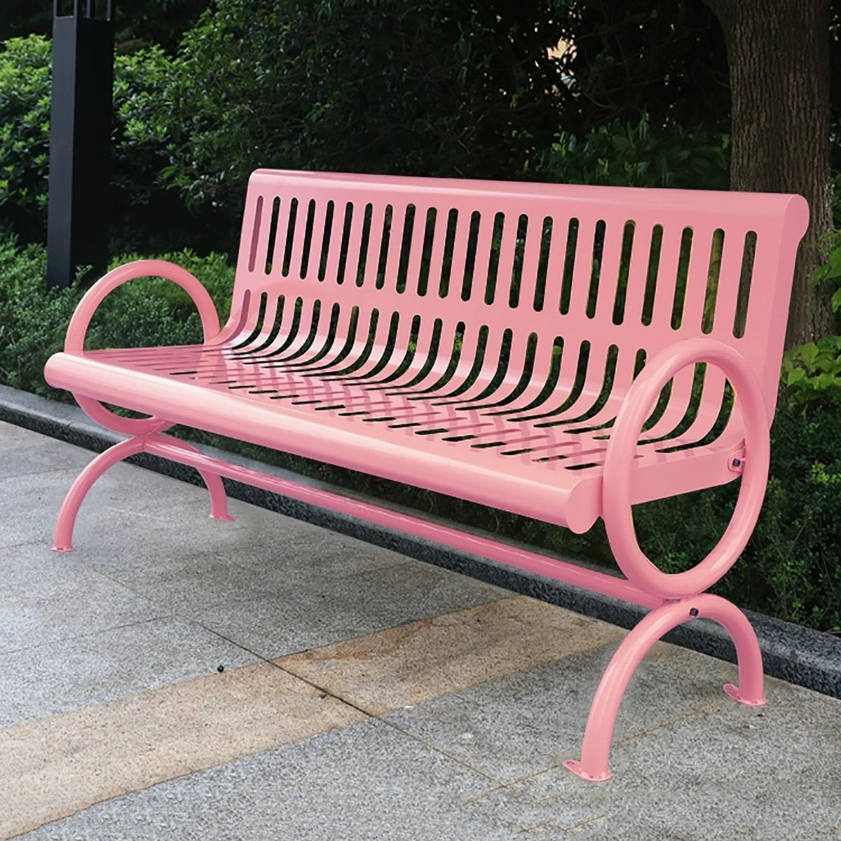 Weatherproof Metal Patio Bench with Backrest & Armrests E170349