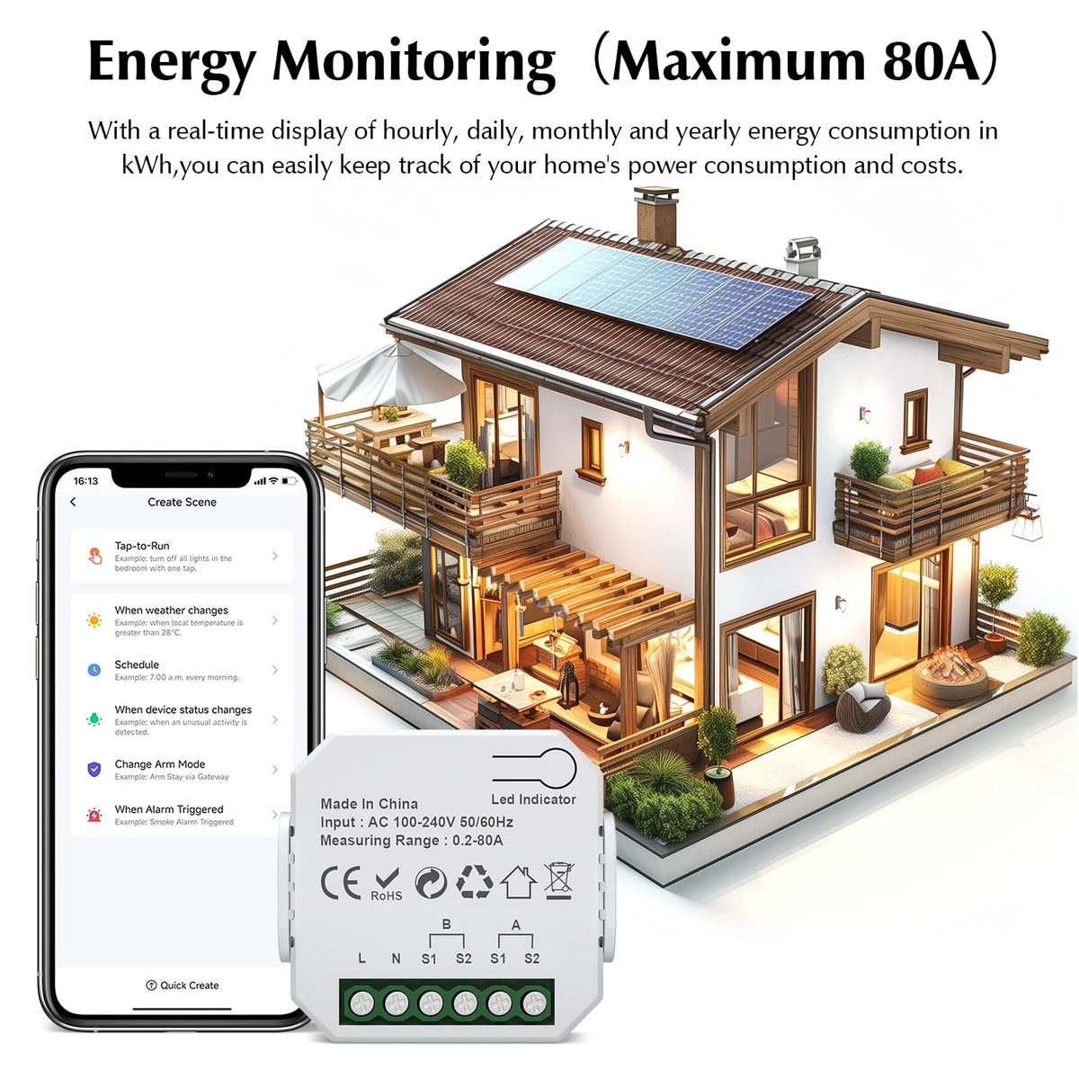 1-Channel WiFi Power Meter 80A Smart Energy Monitor G966