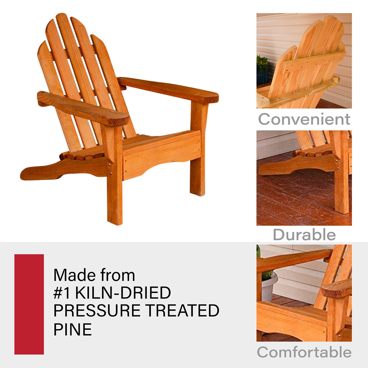 Heavy Duty Adirondack Chair Treated Pine 800 Lb Weight Capacity P796901
