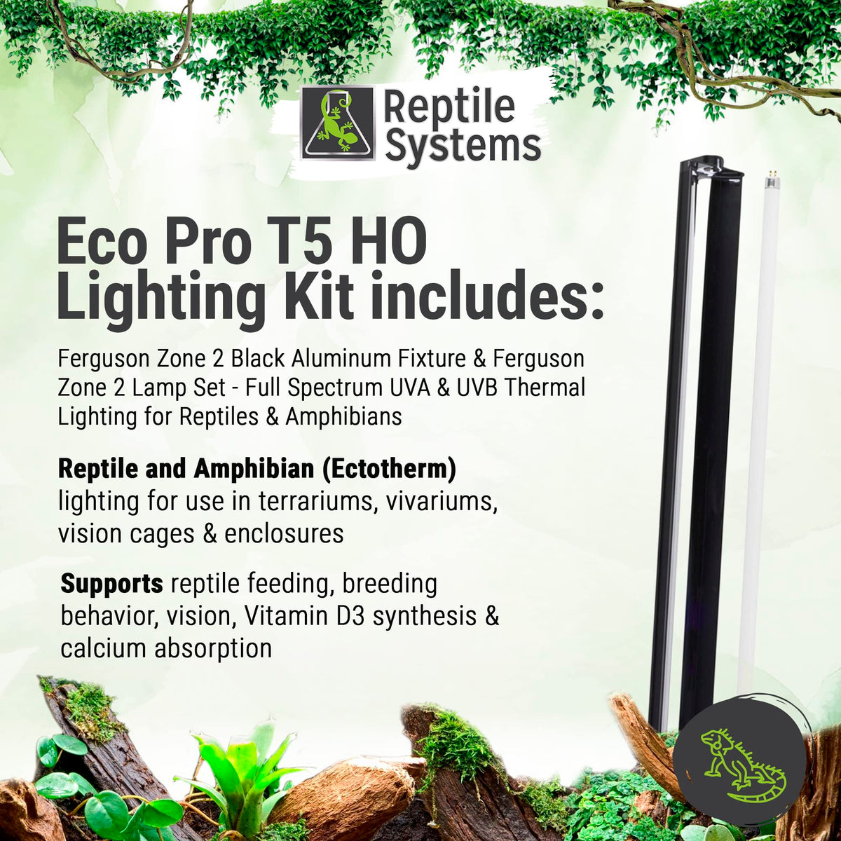 36in 39w Reptile Lighting Kit with Reflector A728337