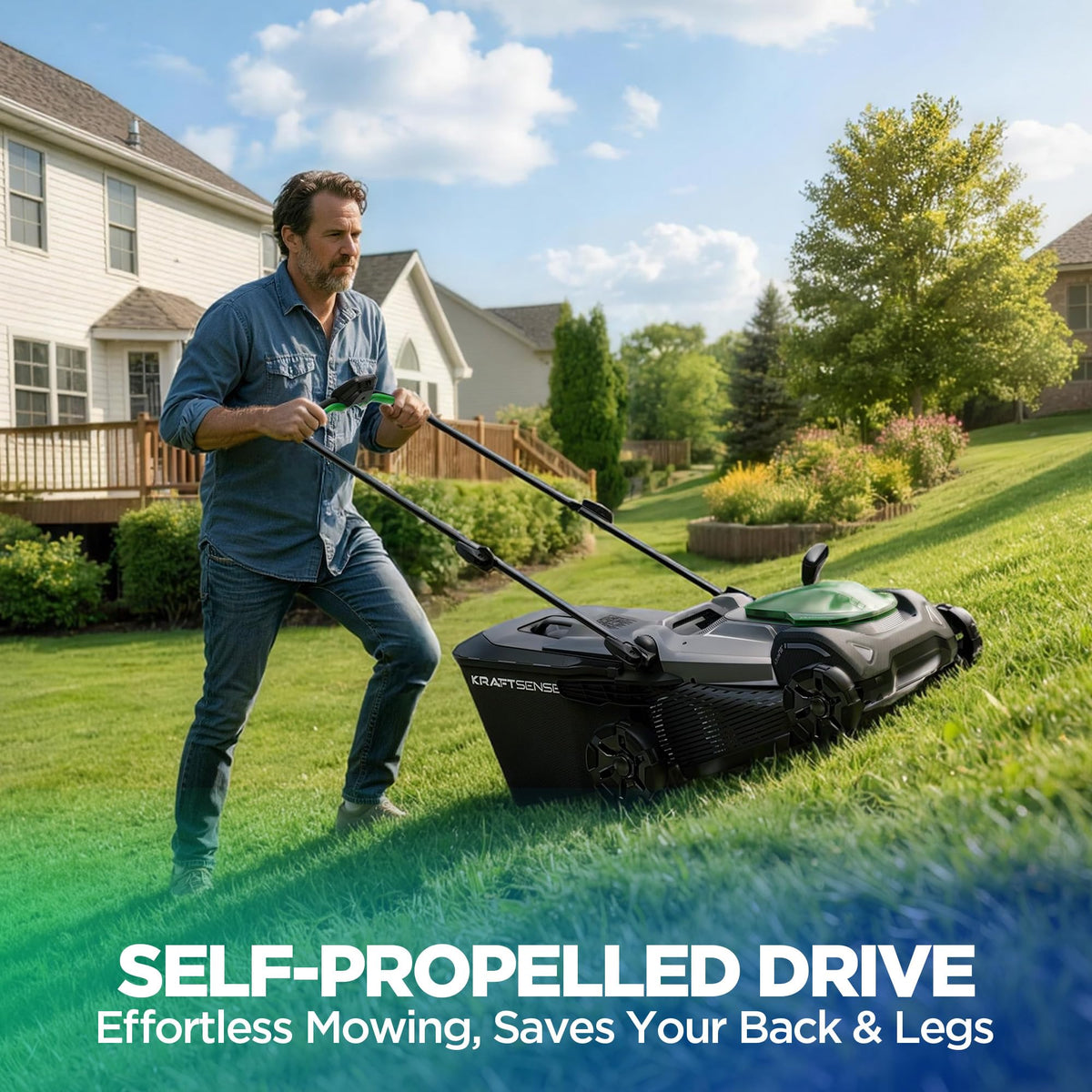 18" 40V Self-Propelled Cordless Electric Lawn Mower M7394
